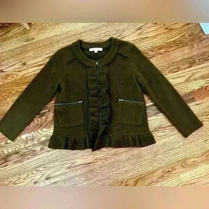 LOFT Merino Wool Zip Up Peplum Jacket Size Small